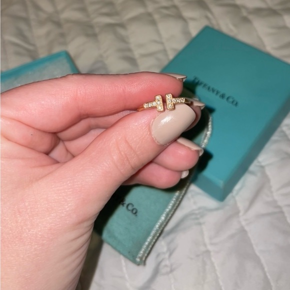 Tiffany & Co. Rose Gold T Ring with Diamonds - Picture 9 of 9